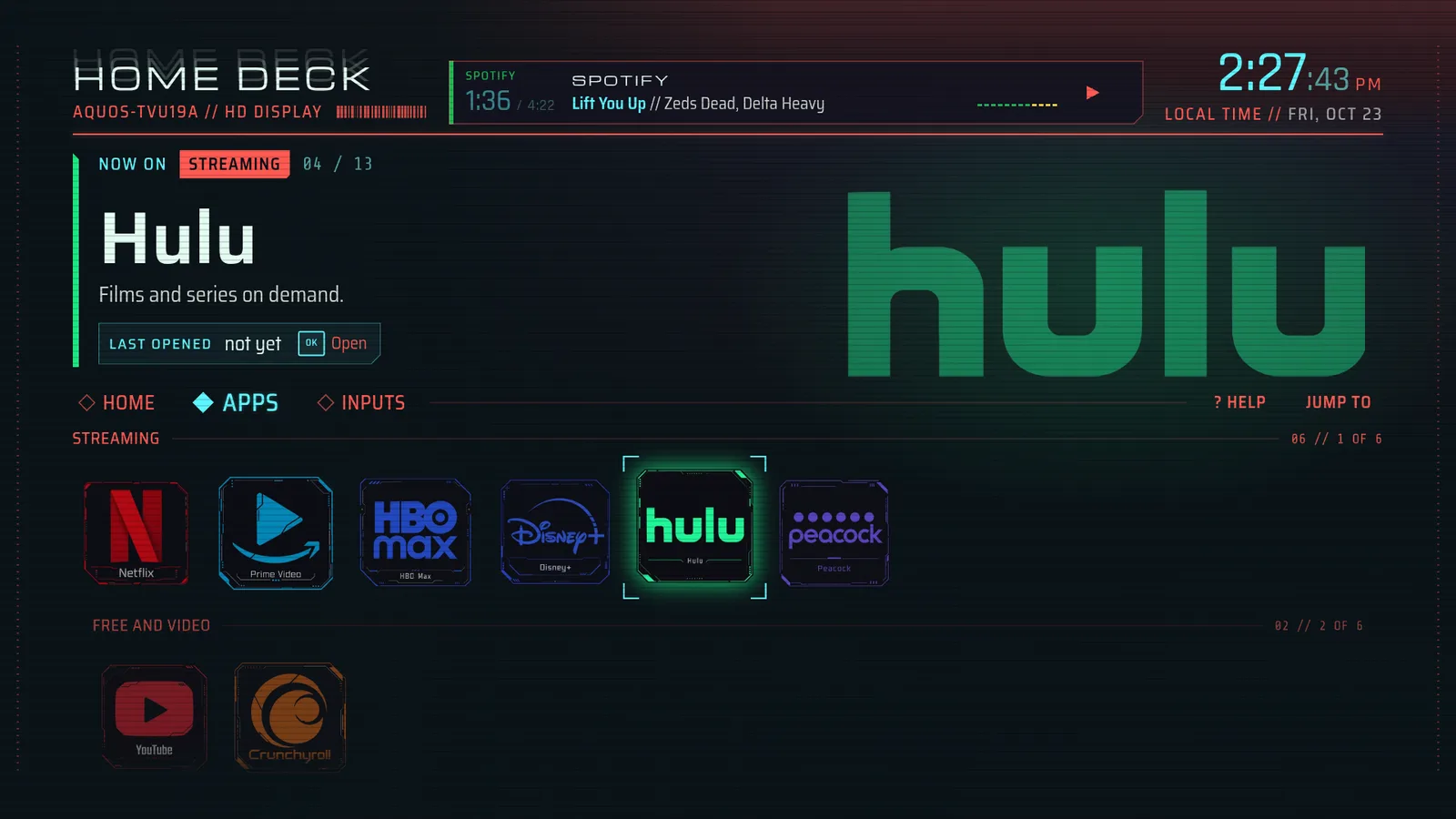 The Apps section: every app on the TV grouped by kind